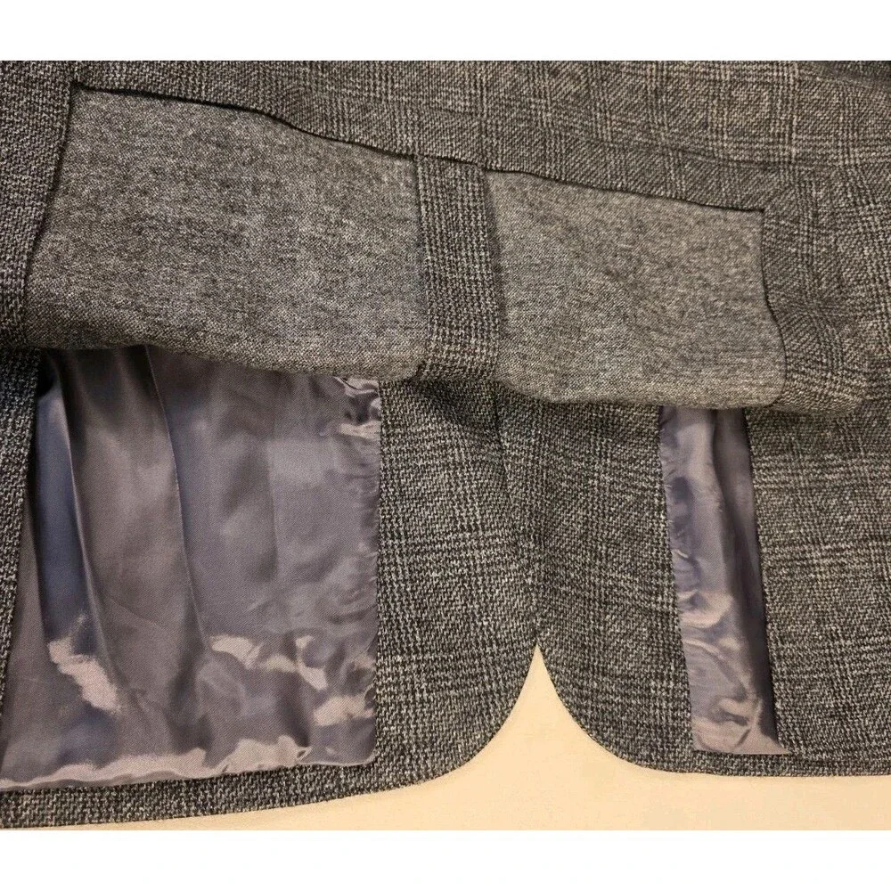 Brooks Brothers Classic Gray Check Sport Coat Suit Jacket Wool Blend 46L